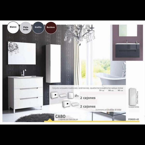 Conjunto Mueble de bao Cabo 2 cajones suspendido
