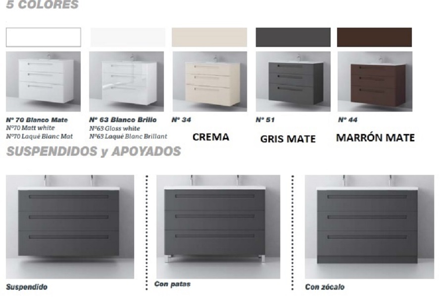 muestrario colores a elegir mueble bao